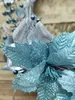 1. Artificial Christmas Wreath<br>Aqua Silver Shimmer thumbnail