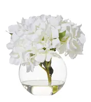 Artificial Hydrangea in Sphere Vase<br>Medium - White