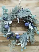 Artificial Christmas Wreath<br>Frosted Blue Bell